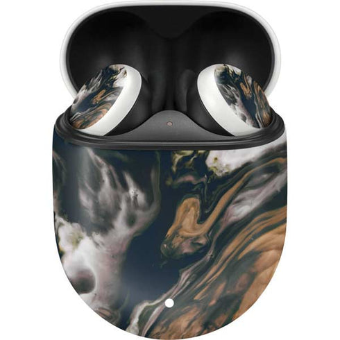Copper and Black Marble Ink Google Pixel Buds Skin
